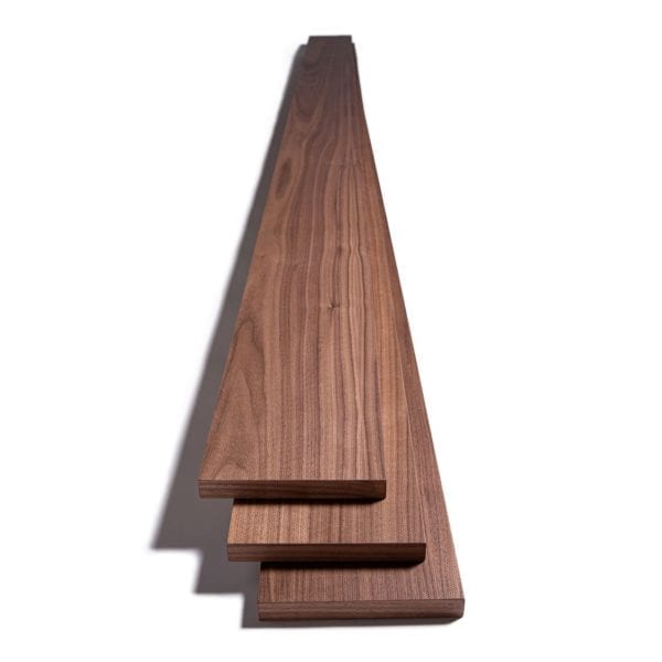 three stacked walnut acoustic planks